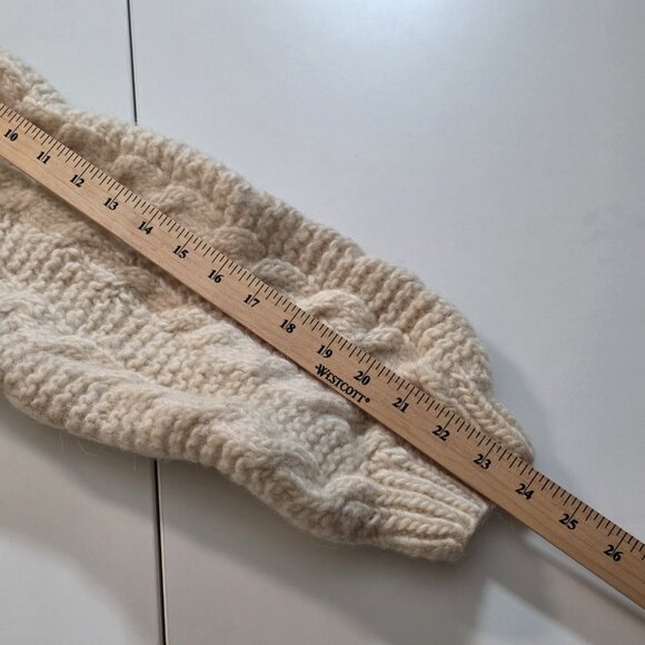 Unbranded Handknit Sweater Womens S/M Cream LS Fair Isle Cable Chunky Boho Cabin - Picture 6 of 13